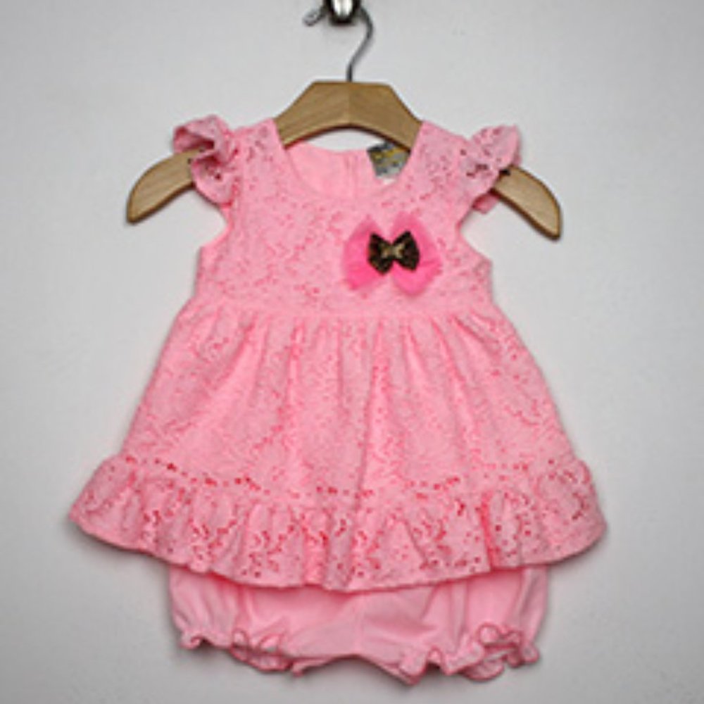 Lele For Kids Light Pink Lace Angel Sleeve Dress & Bloomers
